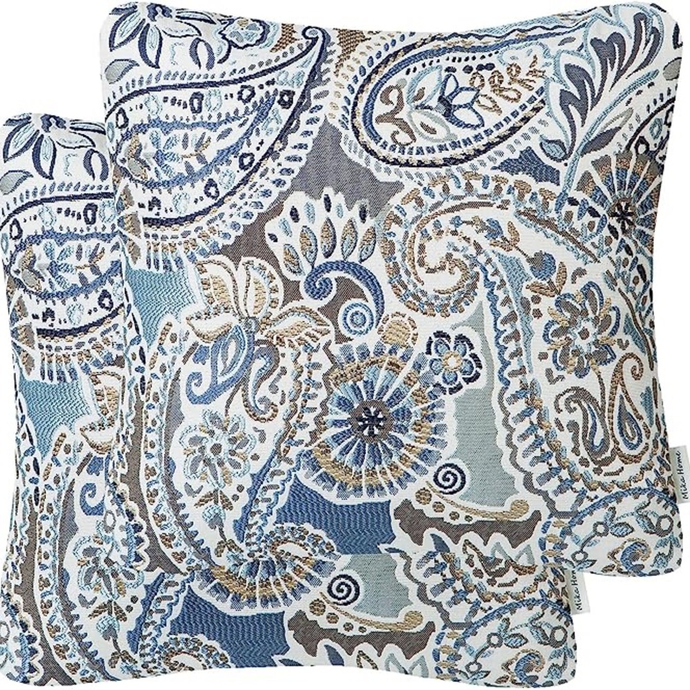 FINAL SALE NWOT Mika Home Paisley Flower Jacquard Pillow Cover (22”x22”)